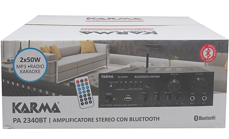 Amplificateur Karaoké 2X50W FM/USB/MP3/BT Karma