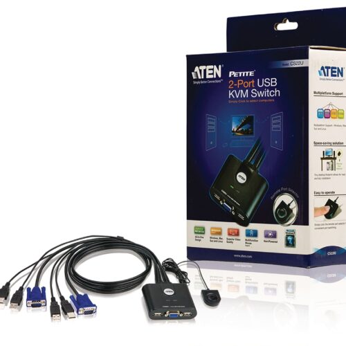 Adaptador KVM 2 PCs para 1 Monitor+Rato+Teclado