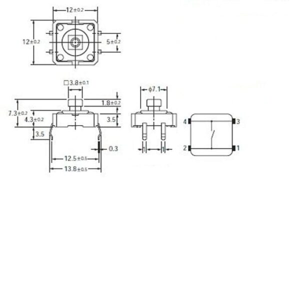 Pulsador DC 12mm - 12V - 20mA - Image 2