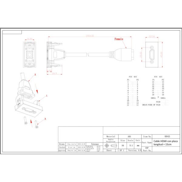 Tomada HDMI Fêmea p/ Embutir - Image 2