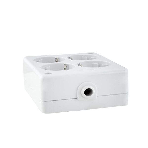 Tomada Eléctrica 4 Vias Schuko Branca p/ Cabo - Quadrada - Image 3
