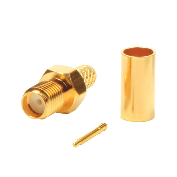 Ficha SMA Fêmea Invertida Cravar 50Ohm - Dourado