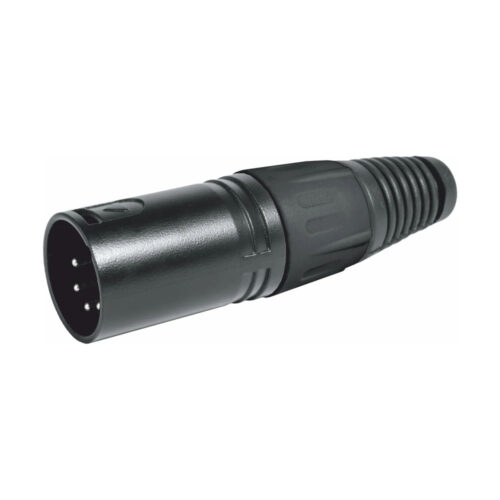 Ficha XLR Macho 5 Pinos Metal Preta