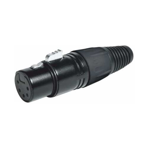 Ficha XLR Fêmea 5 Pinos Metal Preta