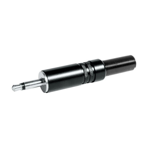 Ficha 3,5 Macho Mono Ø6,5mm Metal - Preta