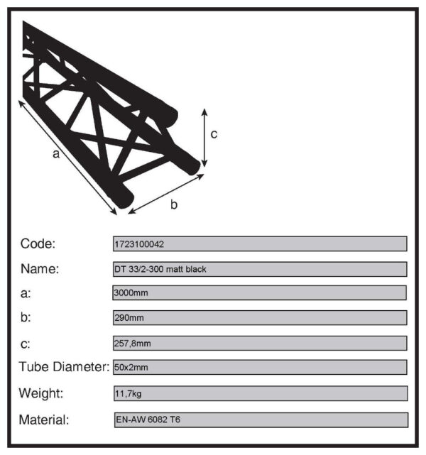 Truss Triangular Tubo Ø50mm - 3mt Preto - Image 3