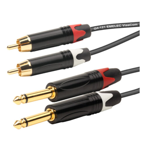 Cabo 2x RCA Macho / 2x 6,35 Macho Mono 3m