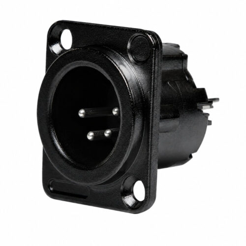 Ficha XLR Macho 4Pin Preto Painel - Chassi