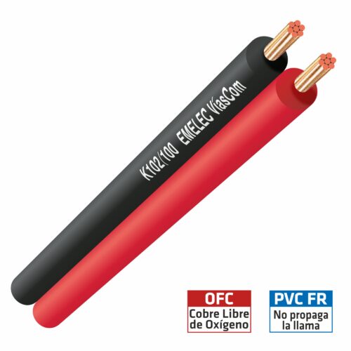 Cabo Coluna Paralelo 2x1mm² Preto/Vermelho 100m - Cobre