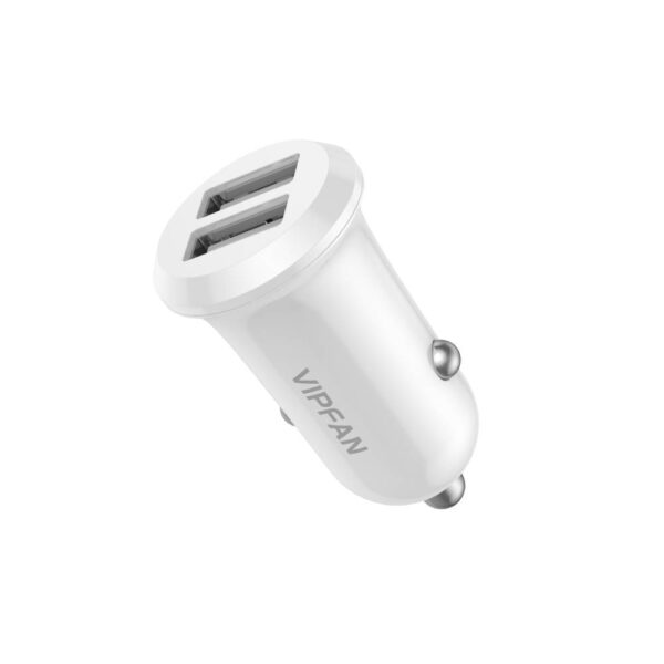 Alimentador Isqueiro DC12/24V/DC5V 2,4A 2xUSB - Branco - Image 2