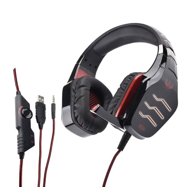 Auscultadores Gaming c/ Microfone Led Vermelho - Image 2