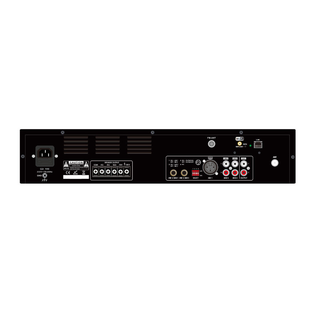Amplificador Audio 100V 350W DAB/FM/USB/MP3 – 4 Zonas - Image 2