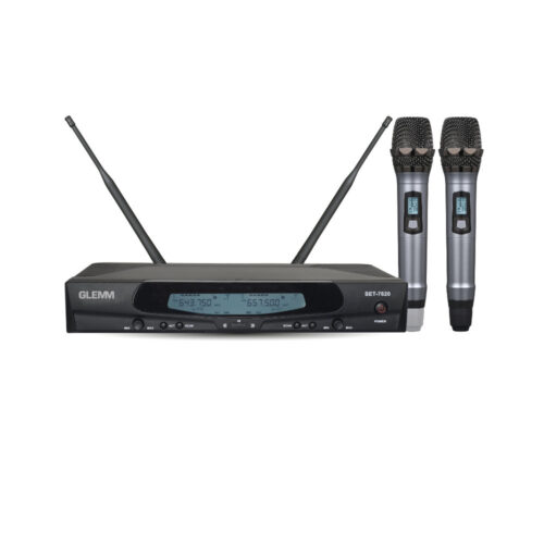 Microfone Mão s/ Fios (2 unid) + Receptor UHF