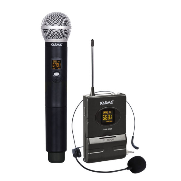 Microfone Mão s/ Fios + Cabeça + Emissor + Receptor UHF - Image 3