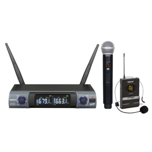 Microfone Mão s/ Fios + Cabeça + Emissor + Receptor UHF
