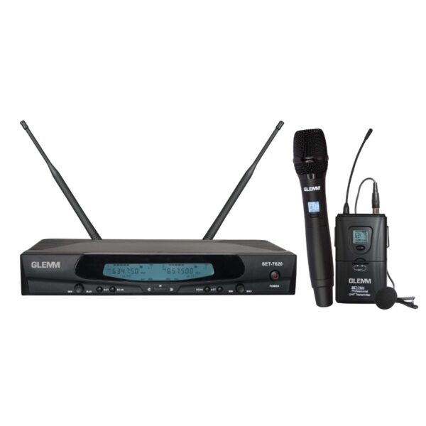 Microfone Mão s/ Fios + Lapela + Emissor + Receptor UHF - Image 7