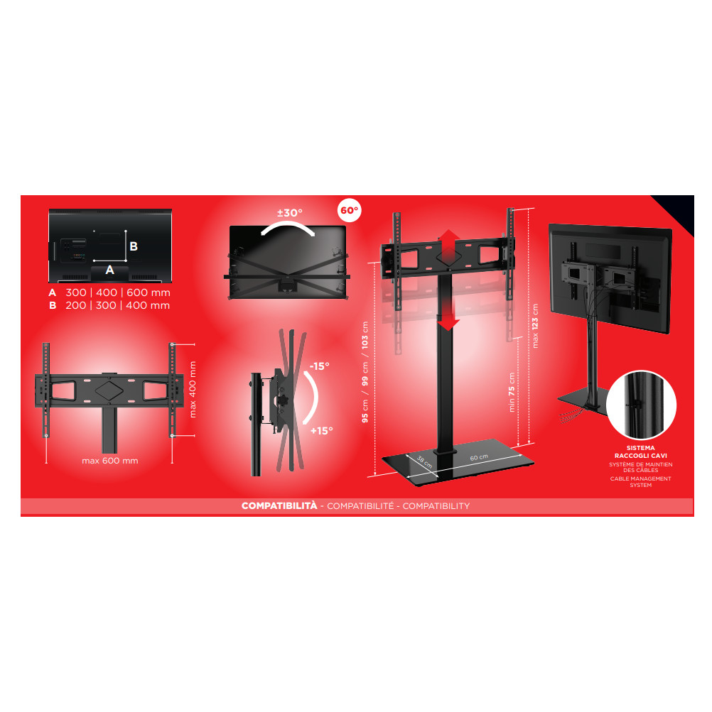 Suporte LED 40-70" Inclinável Vesa 600 - Floor 600 - Image 4