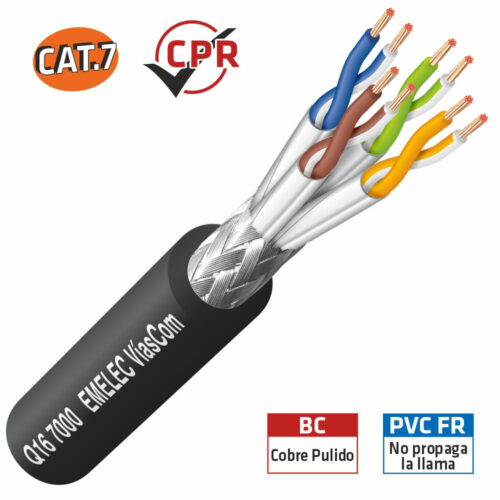 Cabo S/FTP Cat7 Flexível Preto 100m