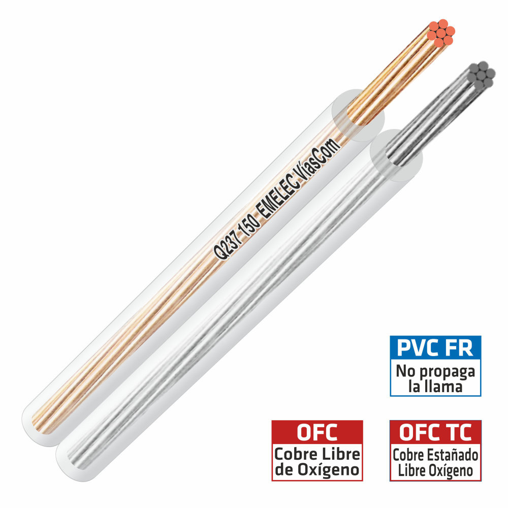 Cabo Coluna 2x1,5mm² Transparente Polarizado 100mt - Bobine
