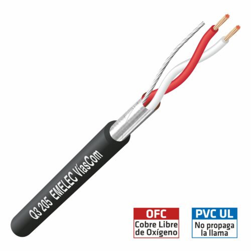 Cabo Microfone Ø3,60mm 2 Cond.+ Malha Preto 100m