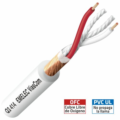 Cabo Microfone Ø6mm 2 Cond.+ Malha 100mt - Branco
